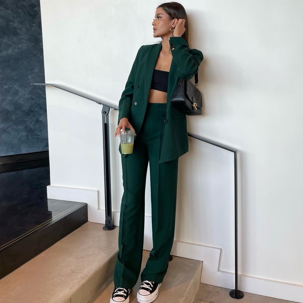 Zara Green Tailored Double Breasted Blazer - Picture 6 of 9